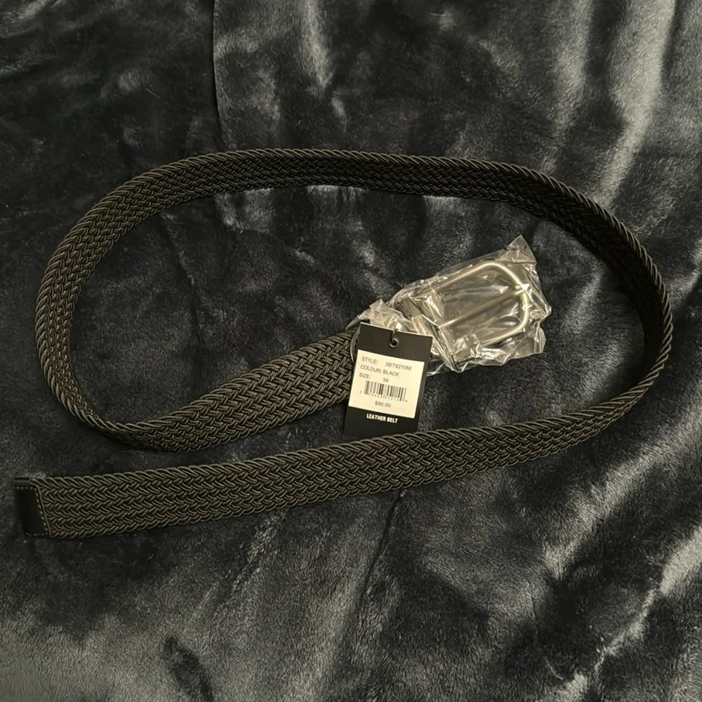 NWT Size 38 Black Leather Belt